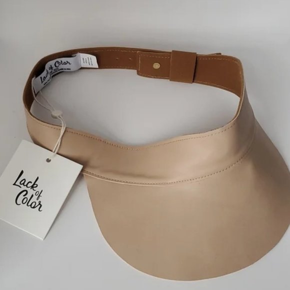 NWT Lack of Color Tan Beige Vegan Faux Leather Adjustable Visor Hat Cap $150.00 - Picture 11 of 12